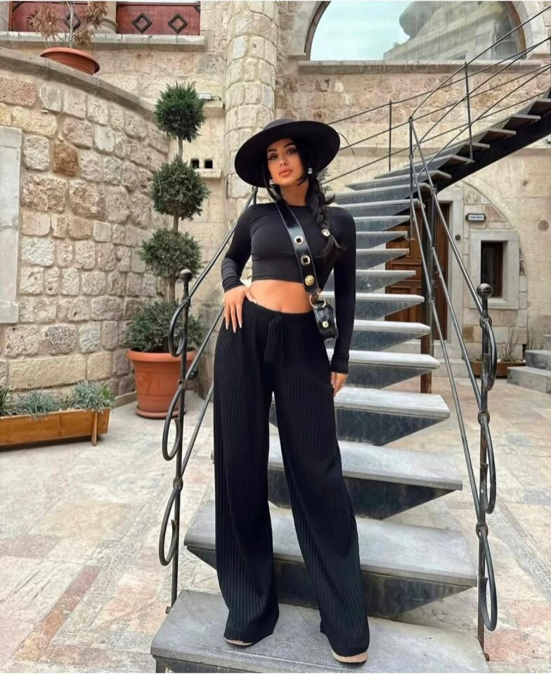 Biyeli Salaş Pantolon-Siyah
